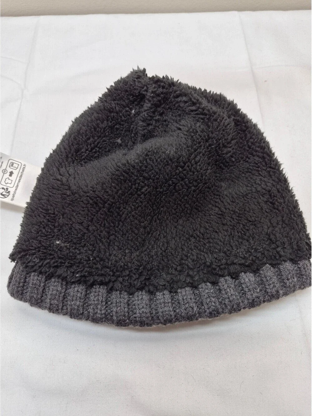 Timberland Gray Cable Knit Beanie Hat with Fleece Lining, One Size B473